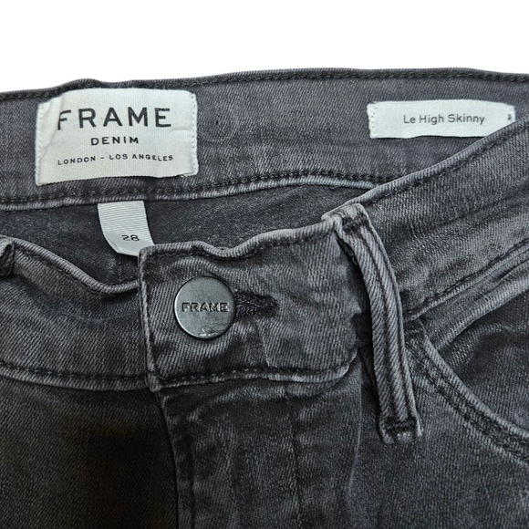 FRAME Denim 28 Gray Quinby Le High Skinny Crop Double Triangle Raw Hem Jeans - Picture 6 of 8